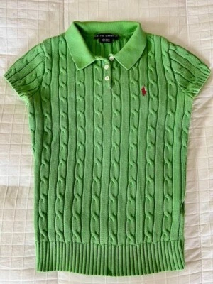 Ralph Lauren Women Cable Knit Short Sleeve Polo Top  Green Size M (fits like XS) - Image 1 of 4