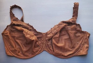 Bali Lace Desire Minimizer Underwire Bra 42DDD Brown 3573 Unlined Sheer Mesh - Picture 1 of 9