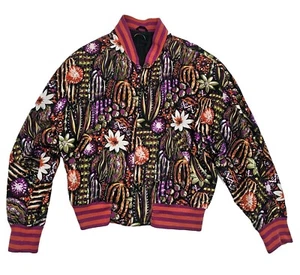 Vintage 90s Bogner Ski Women Sz 12 R Lightweight Cacti Print Bomber Style Jacket - Picture 1 of 15