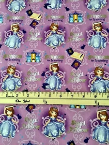 Springs Creative - Disney Sofia Princess in training Cotton Fabric 1/2 yd - Picture 1 of 3