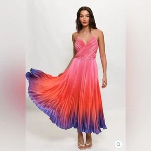 NWT HUTCH FIJI Faux Wrap Pleated Fit & Flare Dress Sz 8 - Picture 1 of 12