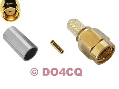 Reverse RP SMA Stecker (Teflon) Crimp für RG58 & RG142 für Funk Wlan LTE (J04F)