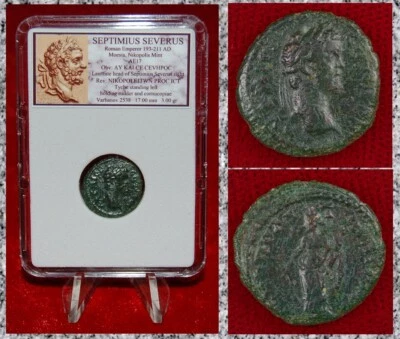 Moneda del Antiguo Imperio Romano SEPTIMIO SEVERO Tyche Nikopolis, Moesia Mint Foto 1 de 4