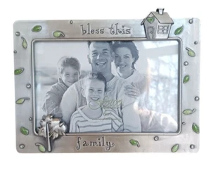 Fetco “Bless This Family” 6X4 Portrait Pewter Picture Frame - Picture 1 of 4