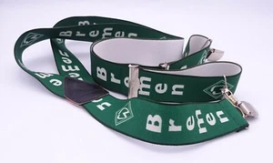 Men's Vintage Green Bremen Silver Tone Clip On Braces Suspenders - Picture 1 of 3