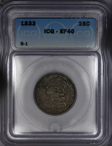 1833 Capped Bust Quarter B-1 ICG EF40 XF40 Sweet original coin! Cover
