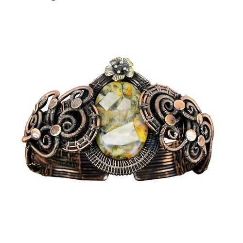 VALENTINO Braccialetto regolabile in diaspro d'ape rame mamma regalo filo avvolto bracciale fiori