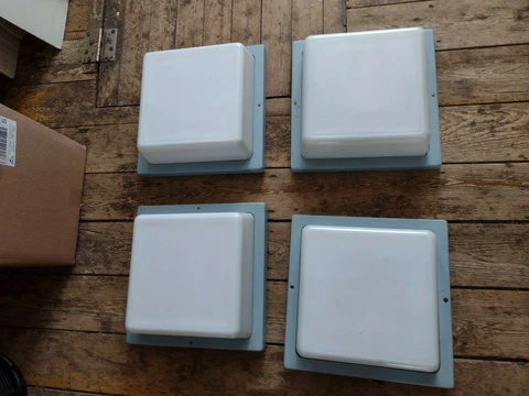 4x VTG McPHILBEN Milk GLASS Aluminum SQUARE Cube CEILING Wall LIGHT Fixture MCM Cover