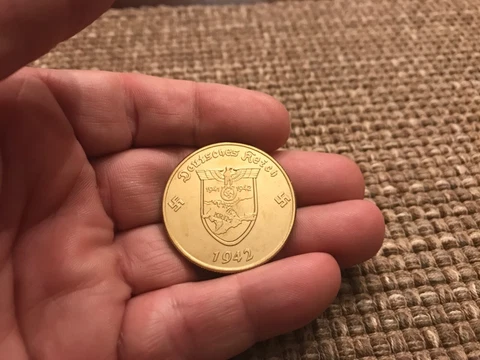 1942 GOLD GERMAN FUEHRER 5 REICHSMARK CRIMEA UKRAINE WWII COMMEMORATIVE COIN Cover