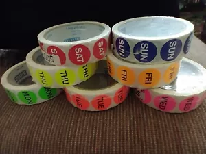 1" Round Day of the week Roll of 500 Labels Stickers NEW Uline Mon thru Sun - Picture 1 of 10