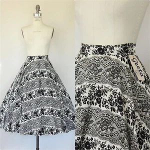 Vintage 1950s Skirt, Deadstock New with Tags Geeta, Black and White Full Circle, - Picture 1 of 10