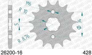 PIGNONE AFAM 26200-16 PASSO 428 KYMCO 125 ZING CUSTOM STYLE 125 1997 2006 - Foto 1 di 1