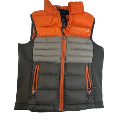 Free Country Boys Puffer Vest Full Zip Sleeveless Jacket Orange Gray Size S - Image 1 of 4