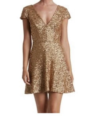 Vestido Dress the Population Elegante Dorado Lentejuelas Champagne Talla M Foto 1 de 4
