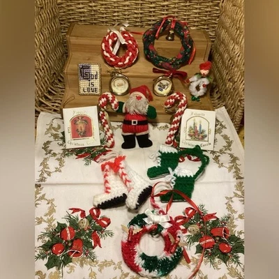 Lote de 14 adornos de árbol de Navidad hechos a mano y vintage estilo MCM Foto 1 de 4