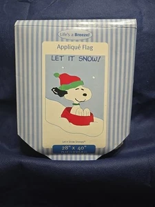 SNOOPY Let It Snow Appliquéd Outdoor Flag Life’s A Breeze 28 X 40 New. (Read) - Picture 1 of 6