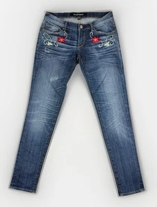 Driftwood Jackie Jeans Womens 26 (Fits 29x28) Blue Flower Embroidery Floral Boho - Picture 1 of 10