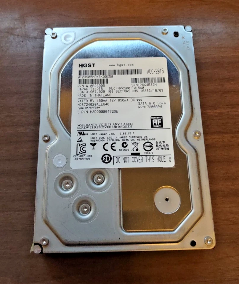 HGST 2tb Hard Drive (Used) 7200rpm 3.5" Sata HDD - Image 1 of 1