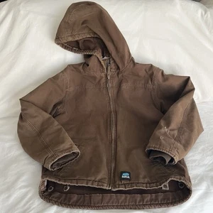 Berne Chore Coat Youth L Sherpa Lined Hooded Duck Canvas Brown Utility Distresse - Picture 1 of 8