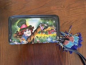 SHARIF DISNEY ALICE THROUGH THE LOOKING GLASS LEATHER PURSE WALLET WRISTLET - Picture 1 of 7