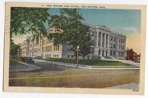 New Bedford High School MA Mass Massachusetts Linen Vintage Postcard - Picture 1 of 2