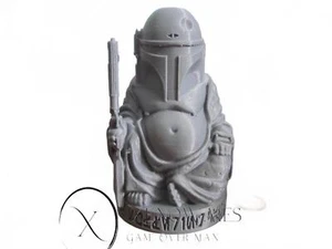 Statuina Buddha Mandoloriano - Statua Boba Fett Ventaglio - Decorazione Gioco - Foto 1 di 5