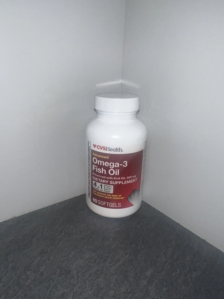 CVS 纯南极磷虾油 Omega-3 45 软胶囊 500 毫克心脏健康有效期至 2025 年 — 第 1/1 张图片