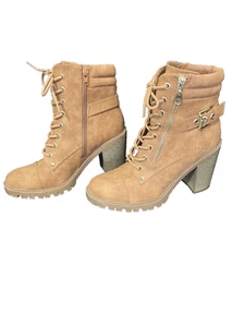 Women's Brown GBG Guess Jaydyn Combat Boot Size 8 1/2  Excellent Condition - Picture 1 of 10