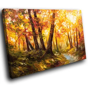 SC972 yellow autumn leaves painting Landscape Canvas Art Large Picture Prints - Picture 1 of 6