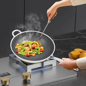 Stainless Steel Honeycomb Wok, Cooking Frying Pan, Stir-fry Pan - Picture 1 of 22