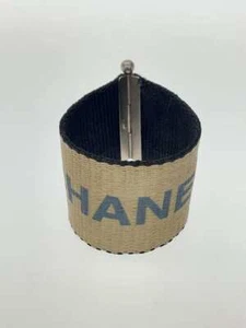 Chanel 1999's Logo Bangle Bracelet Beige Nylon Ladies Circumference 16cm France - Picture 1 of 3