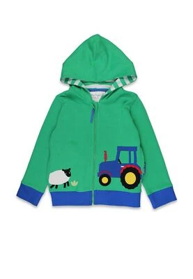 Toby Tiger Bio-Baumwoll Kinder Sweatjacke mit Kapuze und Bauernhof-Applikation - Bild 1 von 3