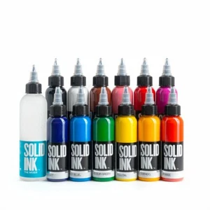 Solid Ink Tattoo 12 Color Ink set 1 oz Bottle + The Mixer 2 oz 100% Authentic - Picture 1 of 1