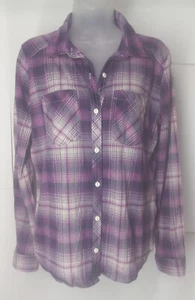 Great Northwest Indigo Women's Small Flannel Button Up Shirt Plaid Purple - Picture 1 of 8