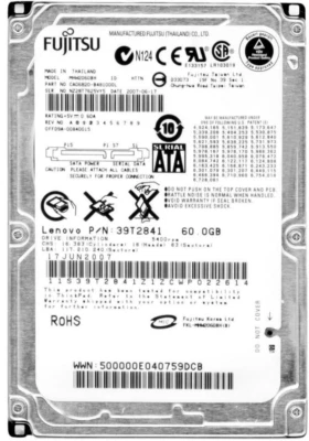 Hard Drive Fujitsu MHW2060BH 60GB 5400RPM 8MB Cache SATA 9mm 2.5'' Inch - Image 1 of 3