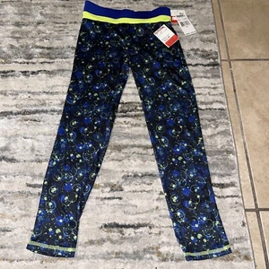 NWT Puma Galaxy Print Blue And Lime Green Crop Leggings Sz M - Picture 1 of 1