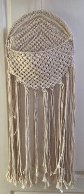 Macramé Colgante de Pared Fibra Arte Bolsillo Atrapasueños Estilo Boho Hippie Elegante Decoración Foto 1 de 4