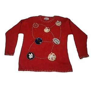 Victoria Harbour Size Small Embroidered Christmas Sweater Cardigan Sequin Santa - Picture 1 of 7