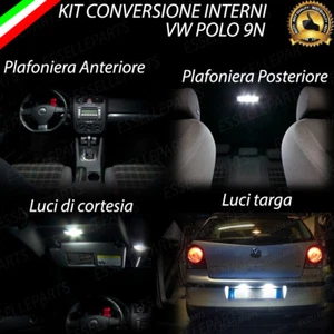 KIT FULL LED INTERNI + LED TARGA VW POLO 9N KIT CONVERSIONE COMPLETA 6000K - Foto 1 di 7