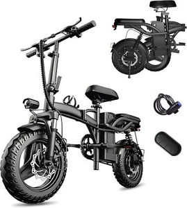 Folding Electric Bike for Adults, 48V 20AH Lithium Removable Battery 80Miles Max - Picture 1 of 8