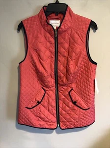 Gilet Charter Club trapuntato con colletto in piedi nuovo corallo nuovo con etichetta $69 taglia Sm - Foto 1 di 6
