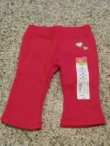 NWT 3 MO. OKIE DOKIE BABY GIRL'S BEAUTIFUL RED FLEECE PANTS WITH SILVER HEARTS - Picture 1 of 3