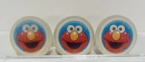 Vintage Lot Of 3 Elmo Large Super Balls Double Sided Bouncy Balls Sesame Street - Picture 1 of 3