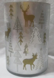 Yankee Candle Espejado Tarro Grande Candelabro J/H INVIERNO DORADO Reno Árboles - Imagen 1 de 5