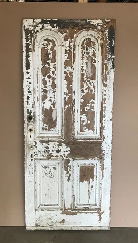 1 Antique Exterior 34x80 Decorative Oak Double Arch Wood Door VTG Old 663-23B Cover