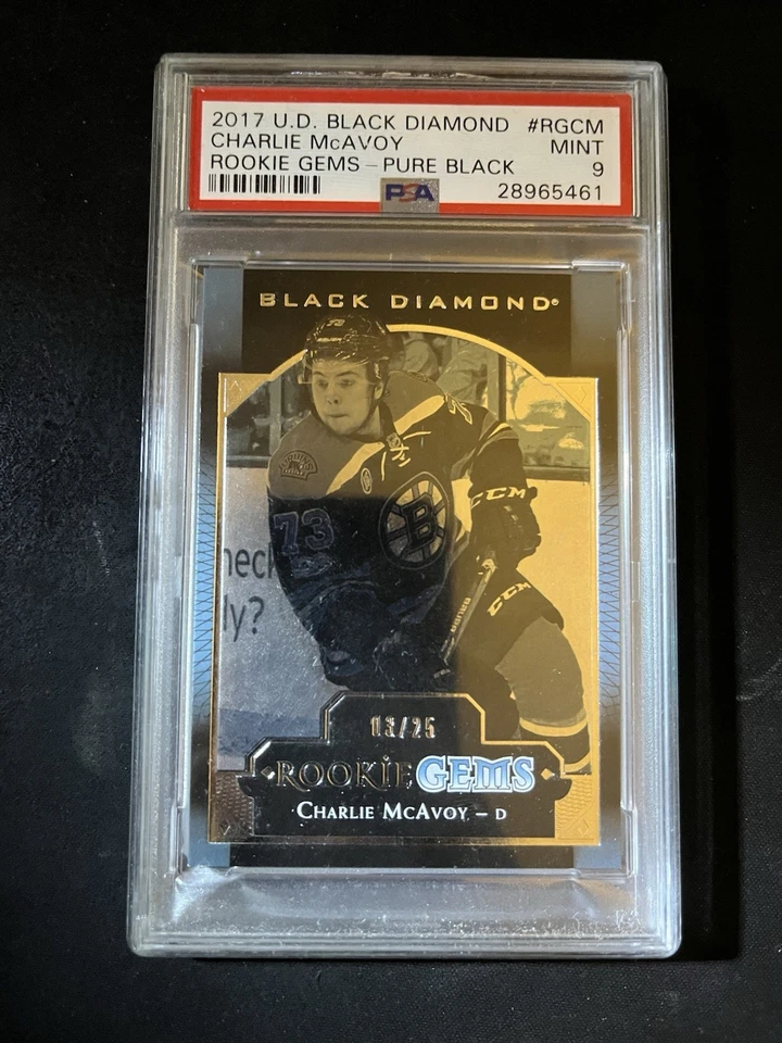 2017-18 Upper Deck Black Diamond Rookie Gems Charlie McAvoy Pure black - Image 1 of 2