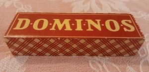 Vintage Halsam Box of Dominoes 28 Pieces Red & White Plaid Box - Picture 1 of 6