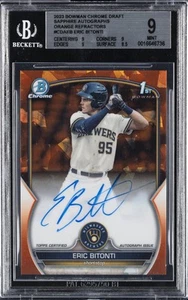 2023 BOWMAN CHROME DRAFT SAPPHIRE AUTOS ORANGE ERIC BITONTI BGS 9 - Picture 1 of 2