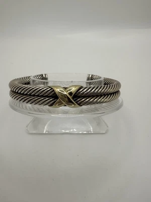 Brazalete David Yurman Doble Fila Clásico Cable Plata Esterlina 14K X Acento  Foto 1 de 4