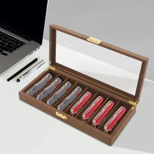 8 Folding Knife Case Wood Pocket Knife Holder Vintage Knife Storage Box Organize - Picture 1 of 11